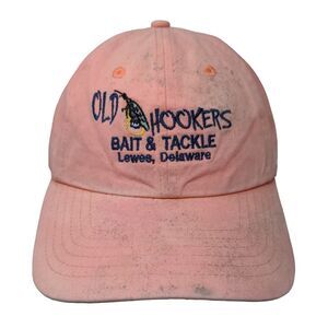 Old Hookers Bait & Tackle Slideback Hat Pink One Size Embroidered